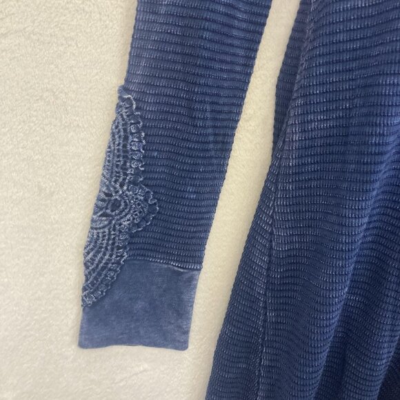 ABLE Waffle Knit Long Sleeve Dress Sz Medium Distressed Boho Anthropologie Blue - Picture 9 of 14